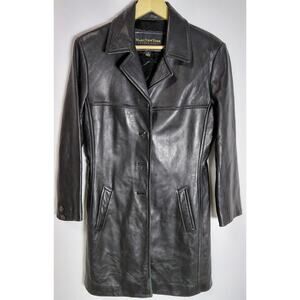 Marc New York Andrew Leather New York Coat Black Solid Long Size S